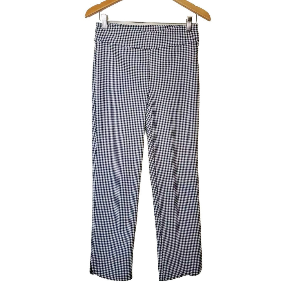 Joseph Ribkoff Womens 10 Pants Pixie Black & White Gingham Straight Leg Designer